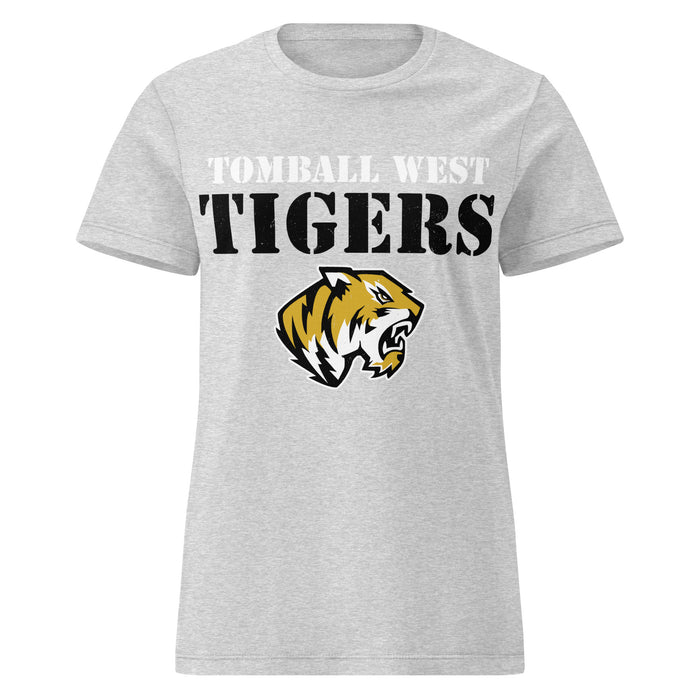 Tomball West High School Tigers Women's Grey SoftStyle T-shirt 017