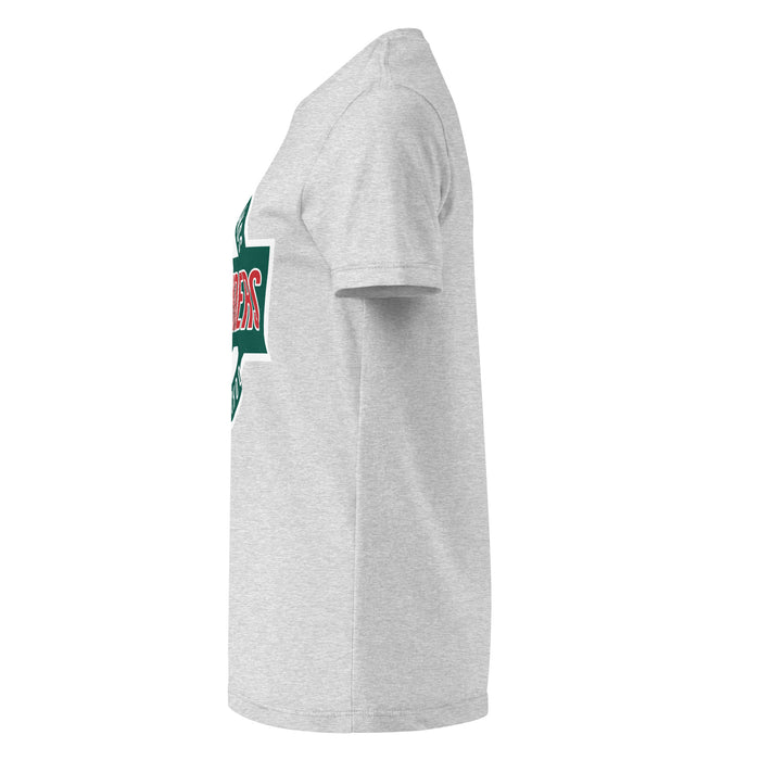 Side view of The Woodlands High School Highlanders Women's Sport Grey SoftStyle T-shirt 011