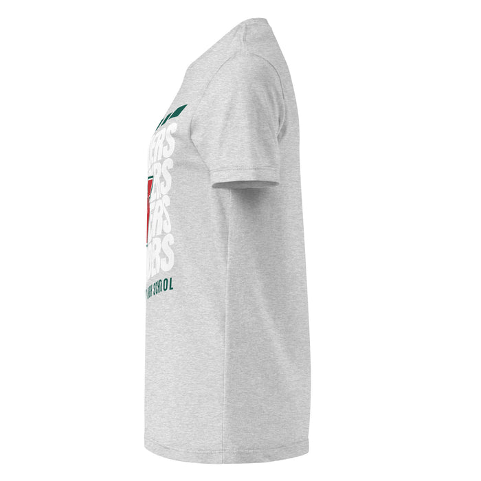 Side view of The Woodlands High School Highlanders Women's Sport Grey SoftStyle T-shirt 223