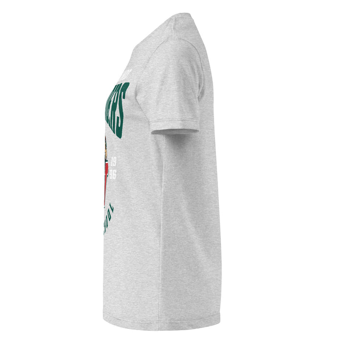 Side view of The Woodlands High School Highlanders Women's Sport Grey SoftStyle T-shirt 213