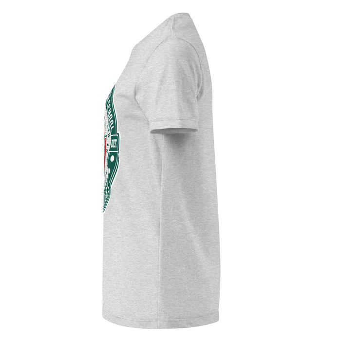 Side view of The Woodlands High School Highlanders Women's Sport Grey SoftStyle T-shirt 224