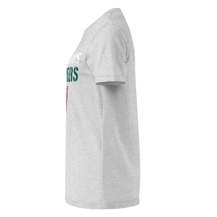 Side view of The Woodlands High School Highlanders Women's Sport Grey SoftStyle T-shirt 017