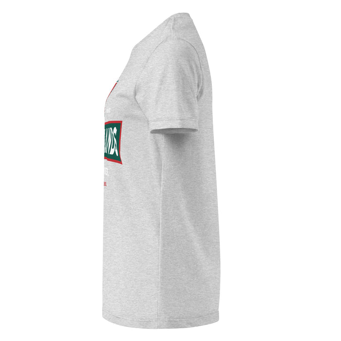 Side view of The Woodlands High School Highlanders Women's Sport Grey SoftStyle T-shirt 202