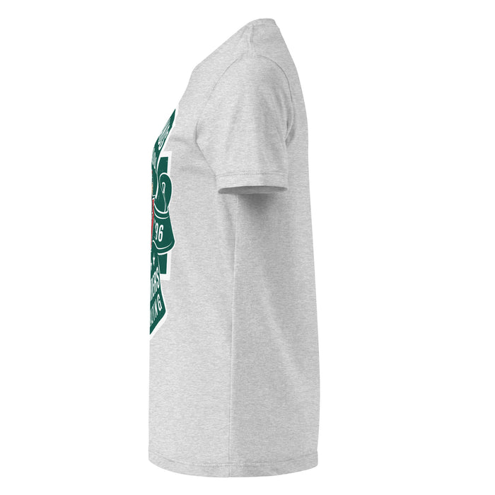 Side view of The Woodlands High School Highlanders Women's Sport Grey SoftStyle T-shirt 207