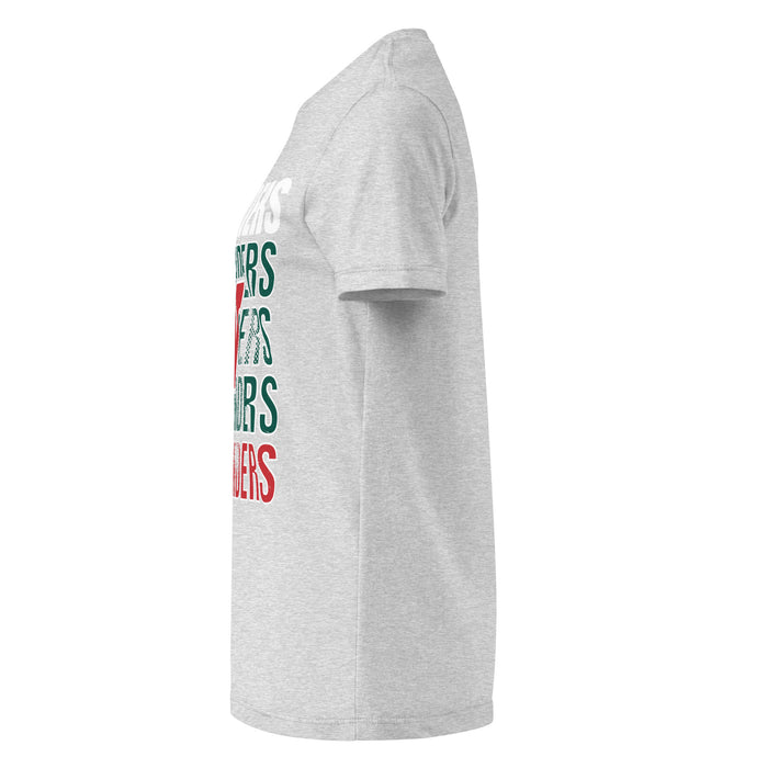 Side view of The Woodlands High School Highlanders Women's Sport Grey SoftStyle T-shirt 233
