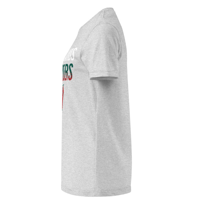 Side view of The Woodlands High School Highlanders Women's Sport Grey SoftStyle T-shirt 024
