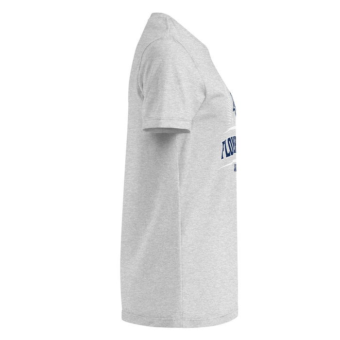 Side view of Flower Mound High School Jaguars Women's Sport Grey SoftStyle T-shirt 221