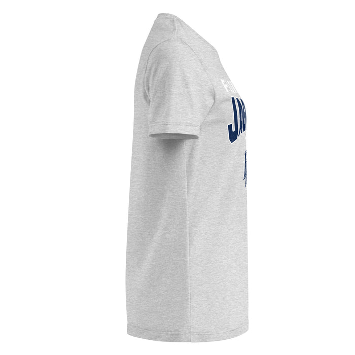 Side view of Flower Mound High School Jaguars Women's Sport Grey SoftStyle T-shirt 234