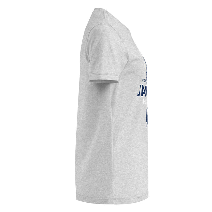 Side view of Flower Mound High School Jaguars Women's Sport Grey SoftStyle T-shirt 222