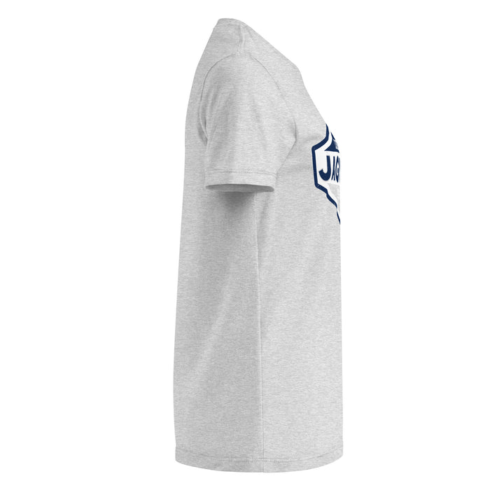 Side view of Flower Mound High School Jaguars Women's Sport Grey SoftStyle T-shirt 009