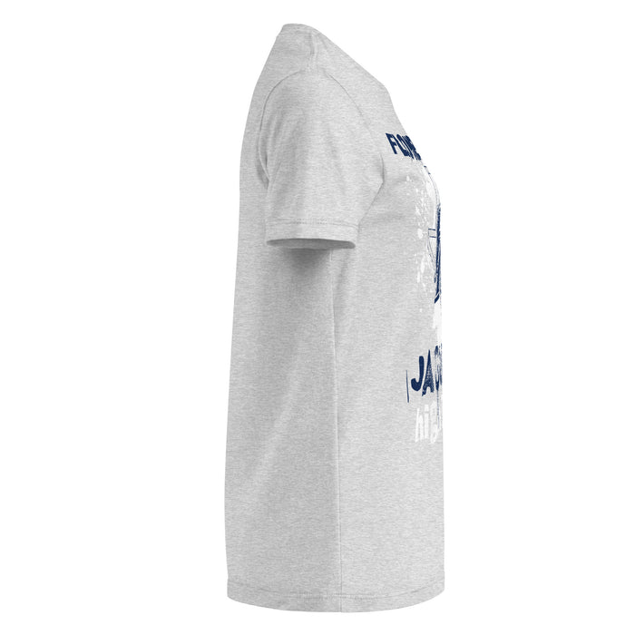 Side view of Flower Mound High School Jaguars Women's Sport Grey SoftStyle T-shirt 205
