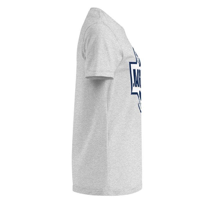 Side view of Flower Mound High School Jaguars Women's Sport Grey SoftStyle T-shirt 011