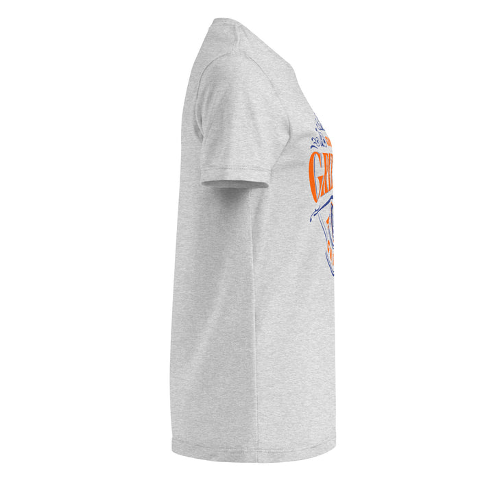 Side view of Grand Oaks High School Grizzlies Women's Sport Grey SoftStyle T-shirt 211