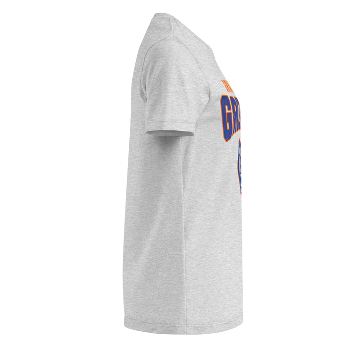 Side view of Grand Oaks High School Grizzlies Women's Sport Grey SoftStyle T-shirt 234