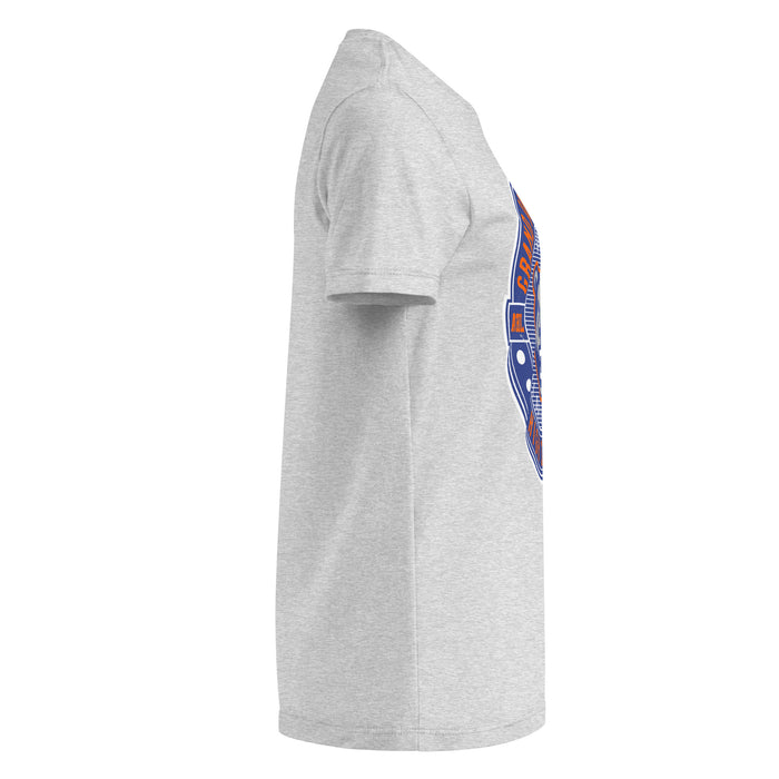 Side view of Grand Oaks High School Grizzlies Women's Sport Grey SoftStyle T-shirt 224