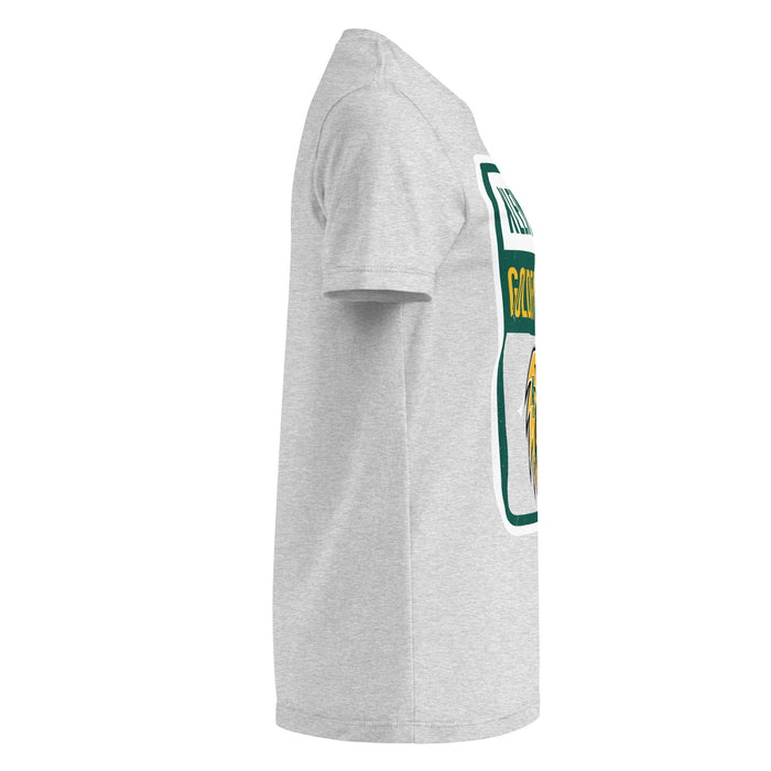 Side view of Klein Forest High School Golden Eagles Women's Sport Grey SoftStyle T-shirt 001