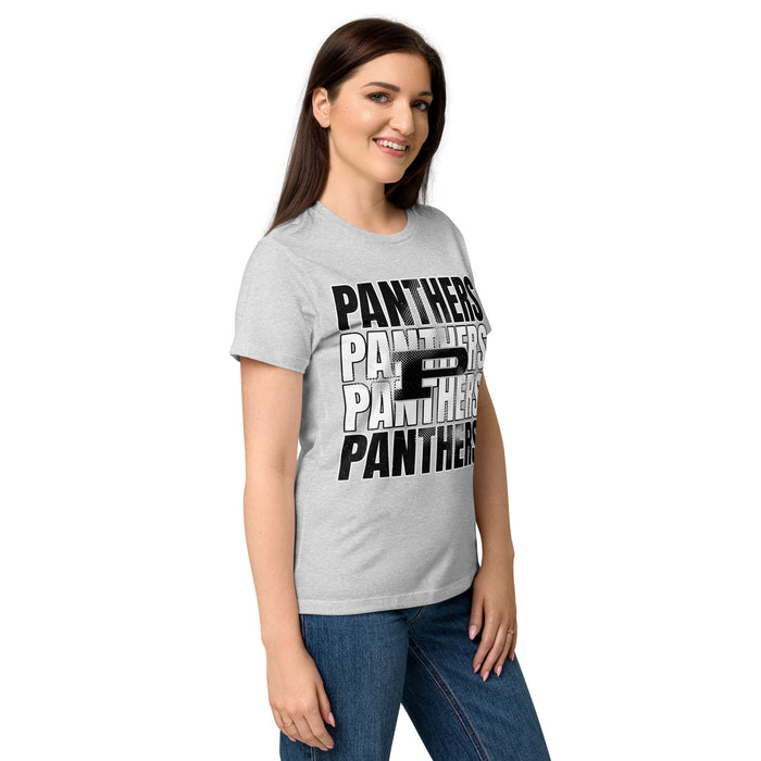 Side view of Permian High School Panthers Women's Grey SoftStyle T-shirt 233