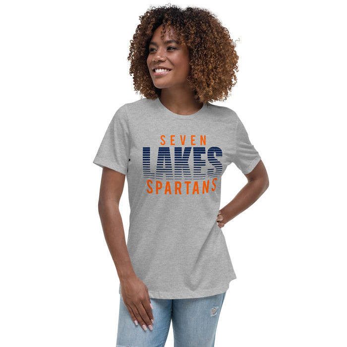 Young lady wearing Seven Lakes High School Spartans Grey Women's T-shirt 024