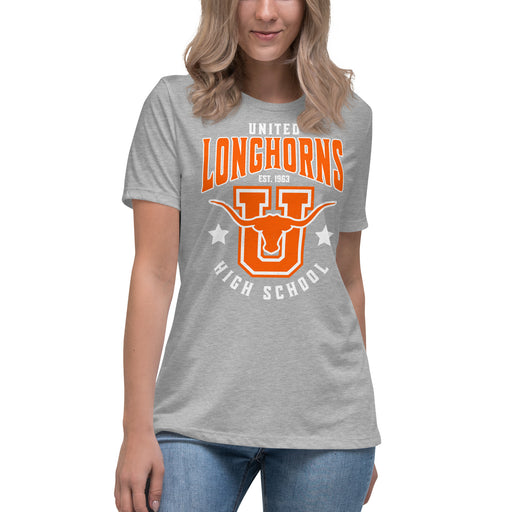 United High School Longhorns Women's Grey T-shirt 213