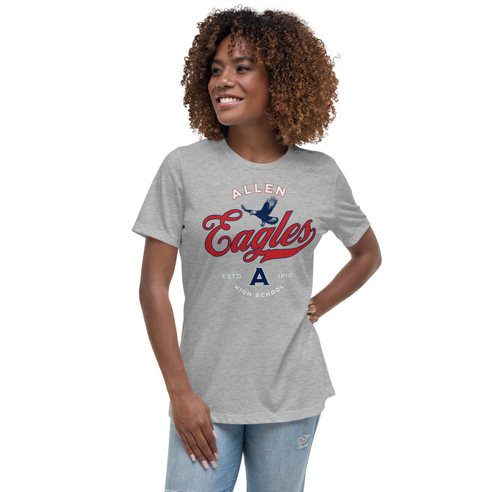 Woman wearing Allen High School Eagles Women's Grey T-shirt 205