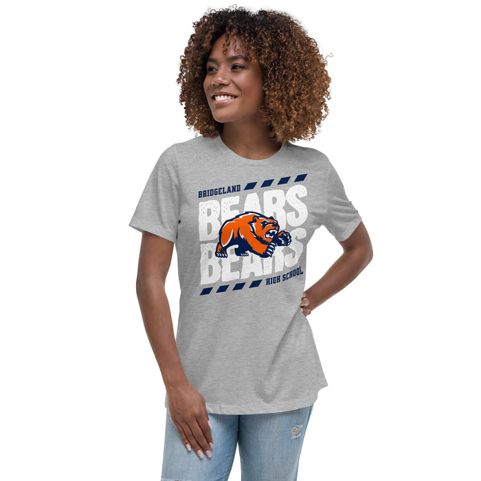 Woman wearing Bridgeland High School Bears Women's Grey T-shirt 223