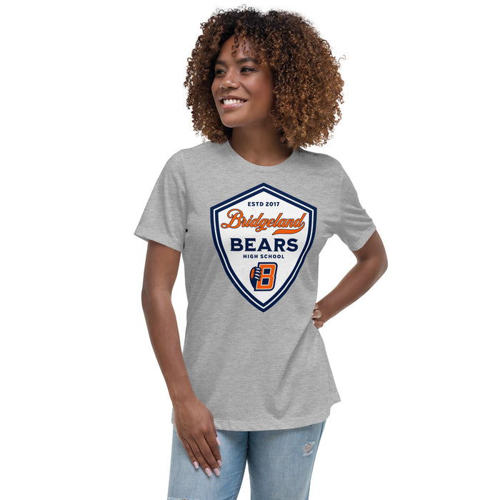 Woman wearing Bridgeland High School Bears Women's Grey T-shirt 225