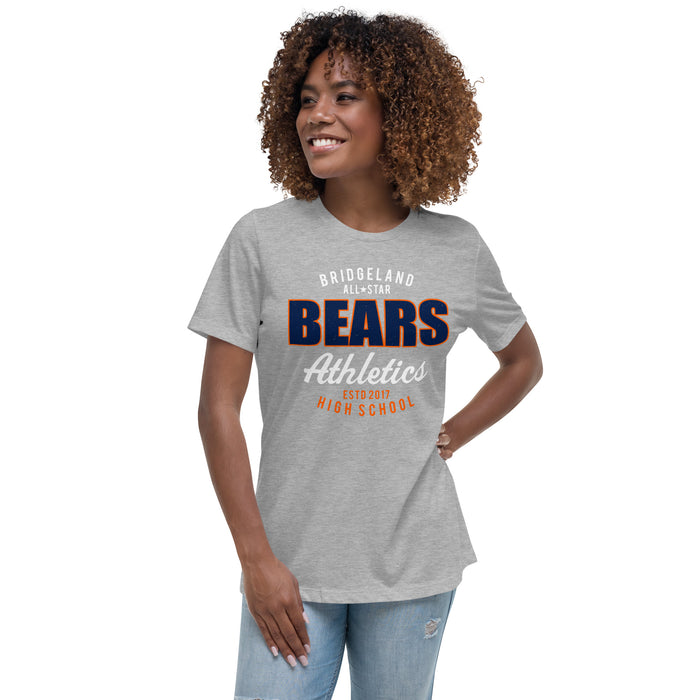 Woman wearing Bridgeland High School Bears Women's Grey T-shirt 034