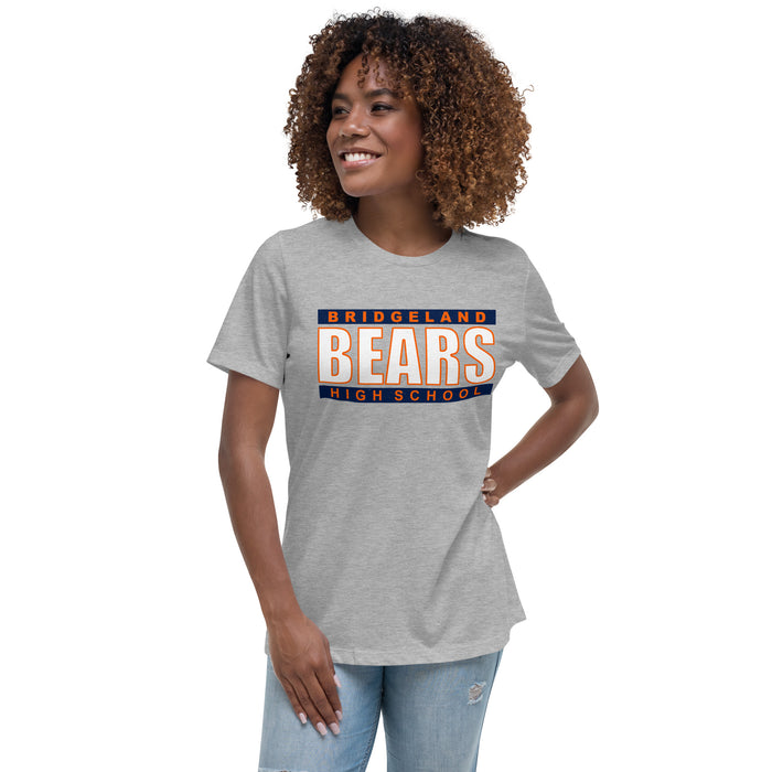 Woman wearing Bridgeland High School Bears Women's Navy Blue T-shirt 098