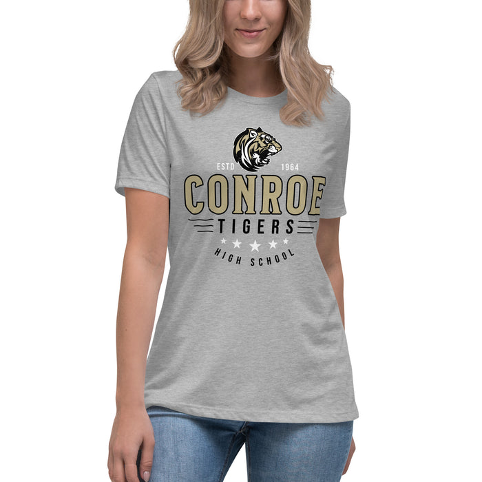 Conroe High School Tigers Women's Athletic Heather Grey T-shirt 217