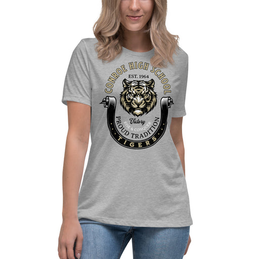 Conroe High School Tigers Women's Athletic Heather Grey T-shirt 229