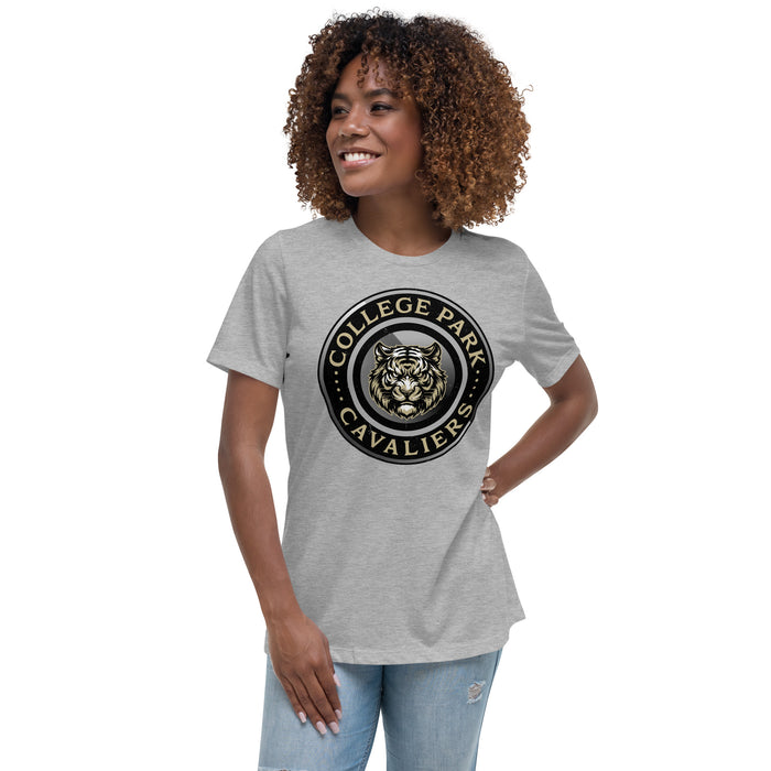 Woman wearing Conroe High School Tigers Women's Athletic Heather Grey T-shirt 222