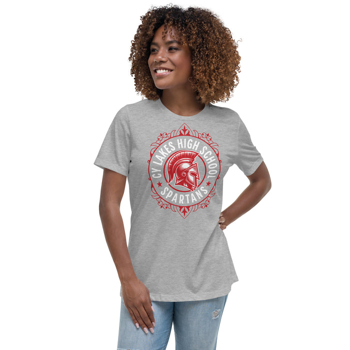 Woman wearing Cypress Lakes High School Spartans Heather Grey Women's T-shirt 227