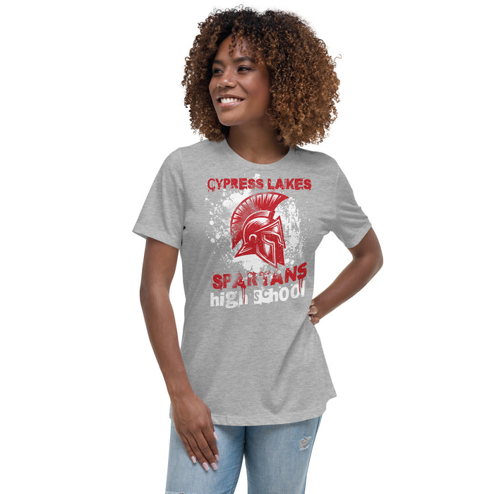 Woman wearing Cypress Lakes High School Spartans Heather Grey Women's T-shirt 205