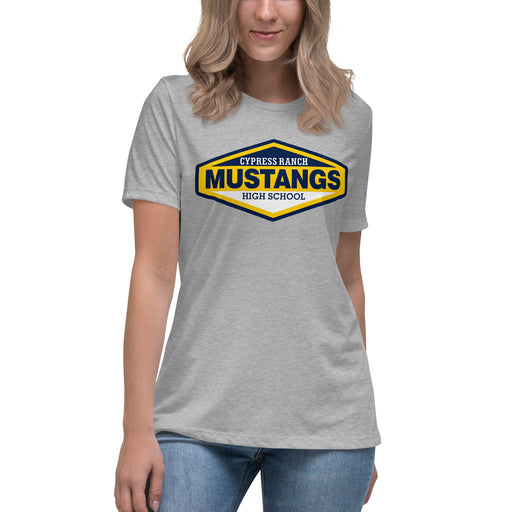 Cypress Ranch High School Mustangs Women's Heather Grey T-shirt 009