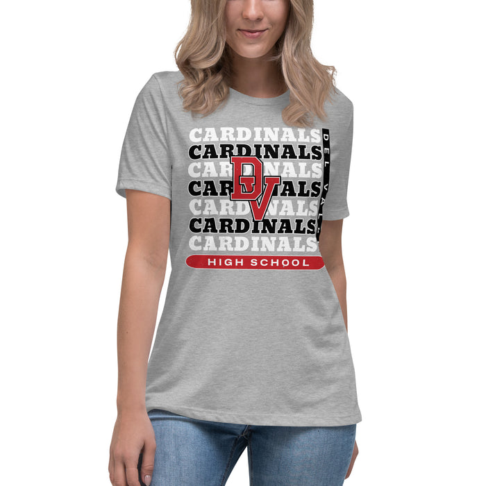 Student wearing Del Valle High School Cardinals Women's Heather Grey T-shirt 235