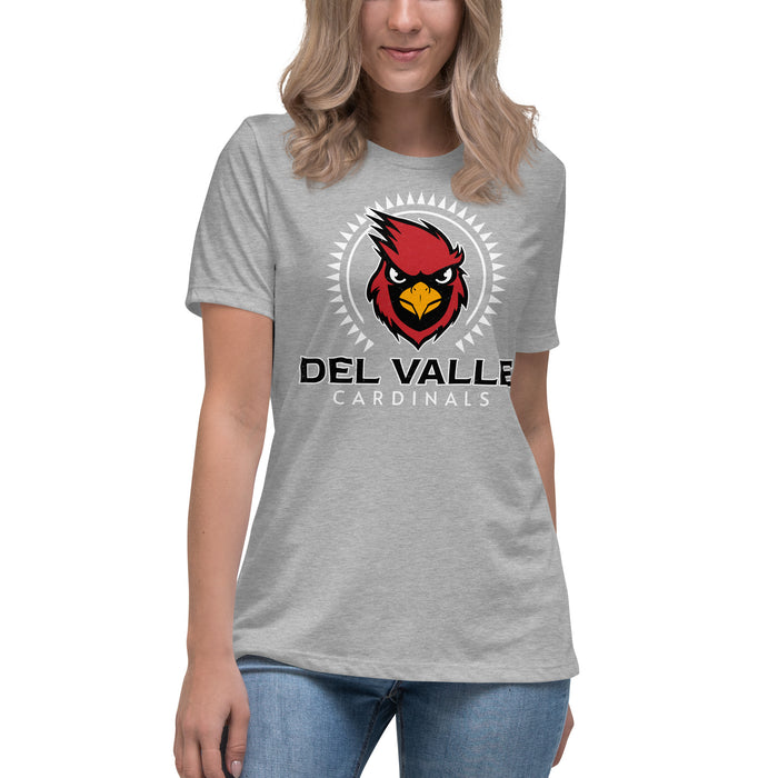 Student wearing Del Valle High School Cardinals Women's Heather Grey T-shirt 226