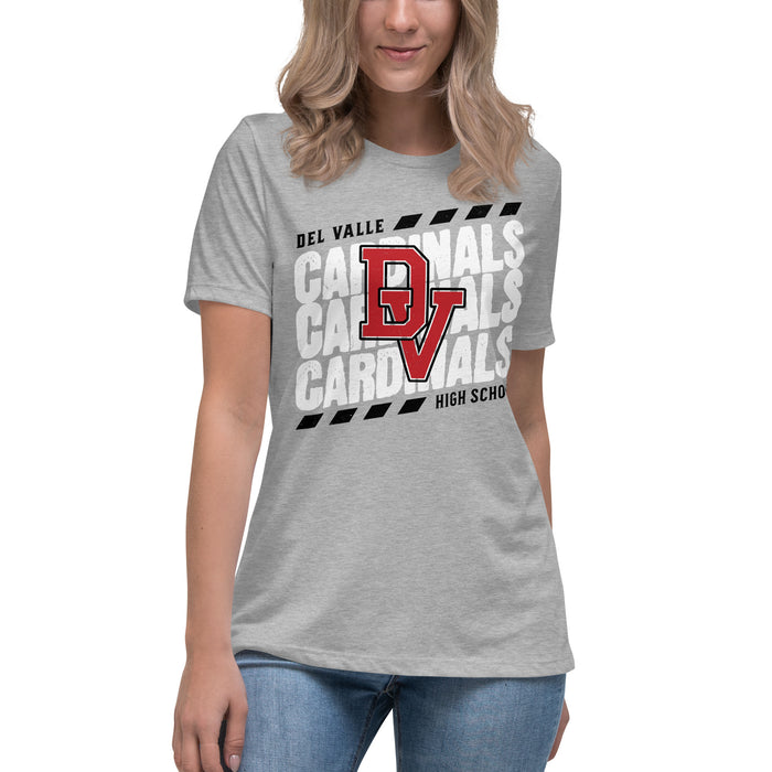 Student wearing Del Valle High School Cardinals Women's Heather Grey T-shirt 223