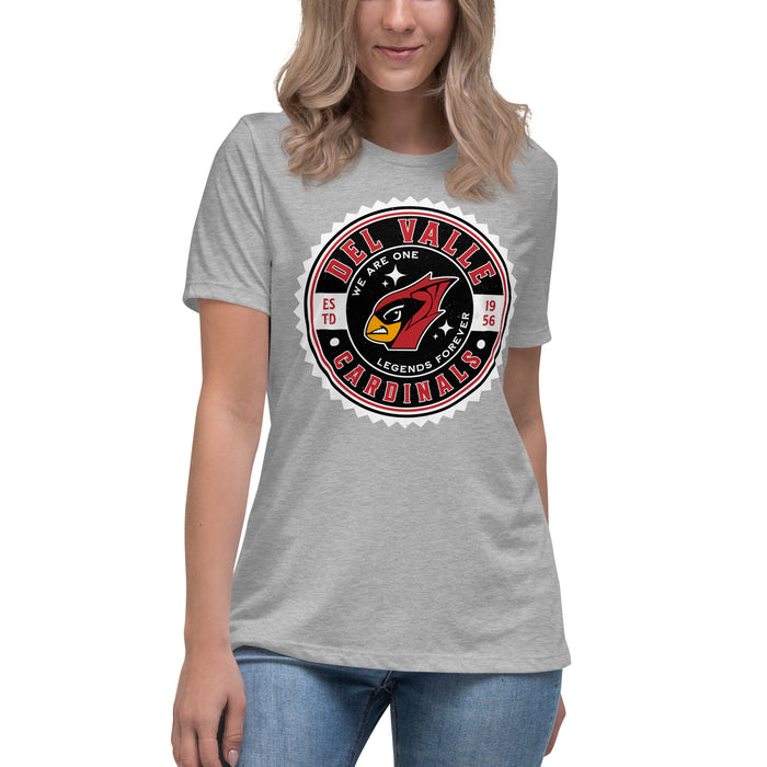 Student wearing Del Valle High School Cardinals Women's Heather Grey T-shirt 203