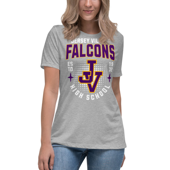 Woman wearing Jersey Village High School Falcons Women's Relaxed Fit T-shirt 204