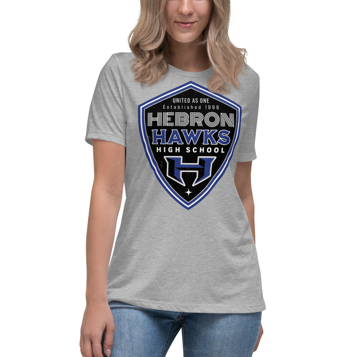 Student wearing Hebron High School Hawks Women's Relaxed Fit T-shirt 225