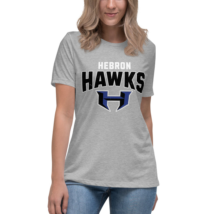 Student wearing Hebron High School Hawks Women's Relaxed Fit T-shirt 234
