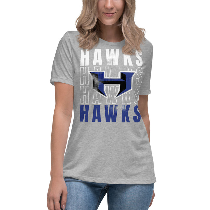 Student wearing Hebron High School Hawks Women's Relaxed Fit T-shirt 233