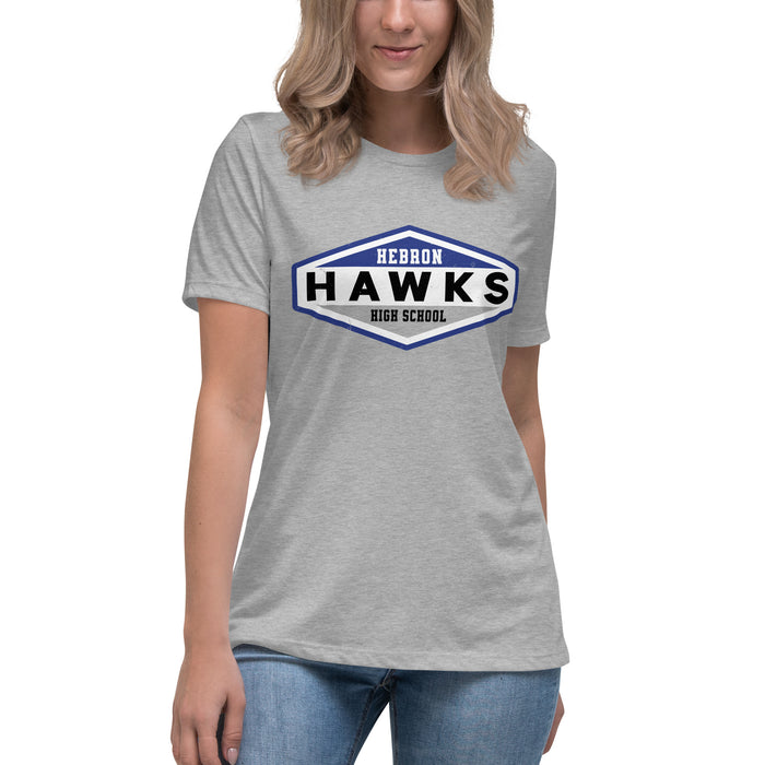 Student wearing Hebron High School Hawks Women's Relaxed Fit T-shirt 009