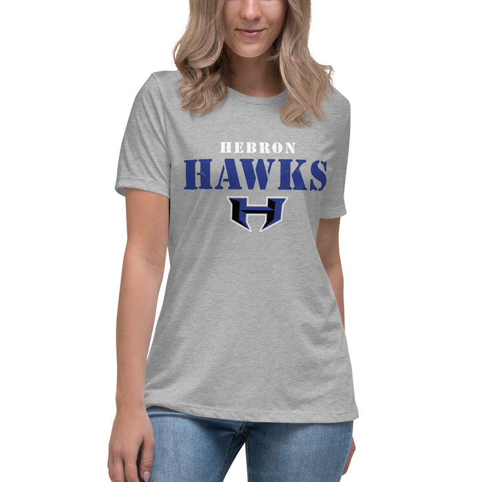 Student wearing Hebron High School Hawks Women's Relaxed Fit T-shirt 017