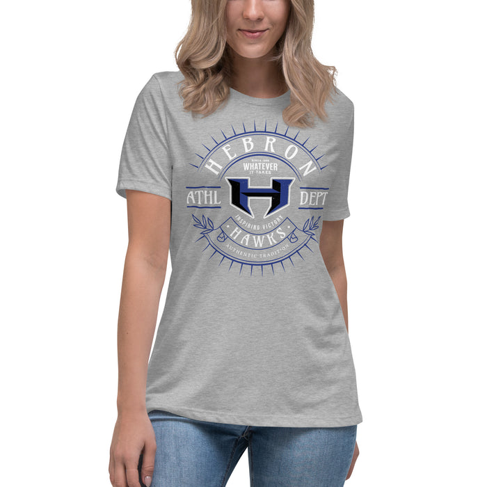 Student wearing Hebron High School Hawks Women's Relaxed Fit T-shirt 201