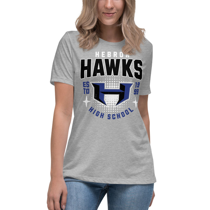 Student wearing Hebron High School Hawks Women's Relaxed Fit T-shirt 204