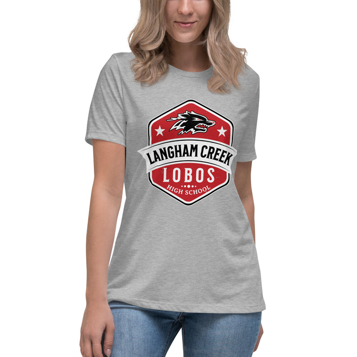 Front view of Langham Creek High School Lobos Women's Relaxed Fit T-shirt 209