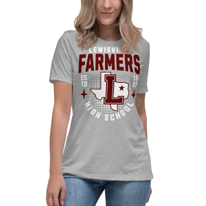 Young Lady wearing Lewisville High School Farmers Women's Relaxed Fit T-shirt 204