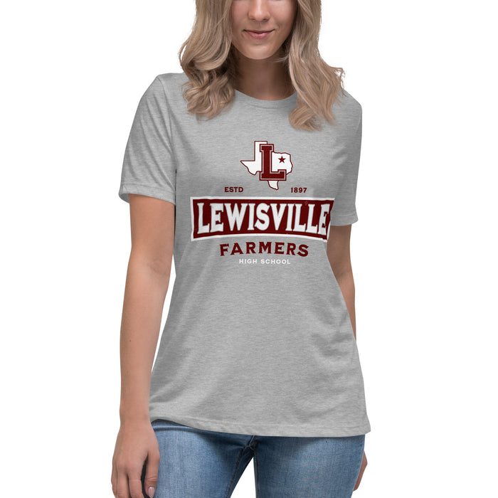 Student wearing Lewisville High School Farmers Women's Relaxed Fit T-shirt 202