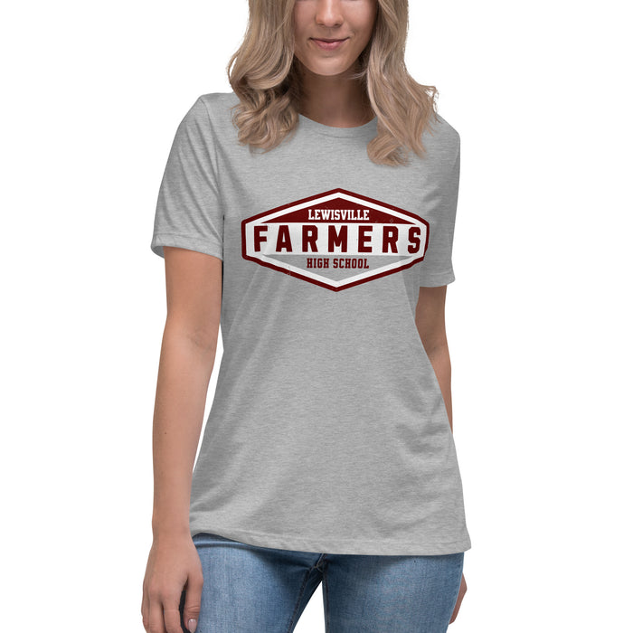 Lady wearing Lewisville High School Farmers Women's Relaxed Fit T-shirt 009